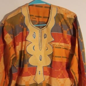Orange multicolored long sleeved dashiki
